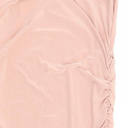 PRETTYLITTLETHING Womens Pink Polyester Bodycon Size 4 Square Neck Pullover