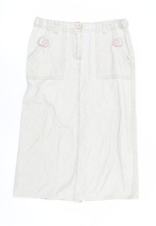 Preworn Womens Beige Cotton A-Line Skirt Size 32 in Zip