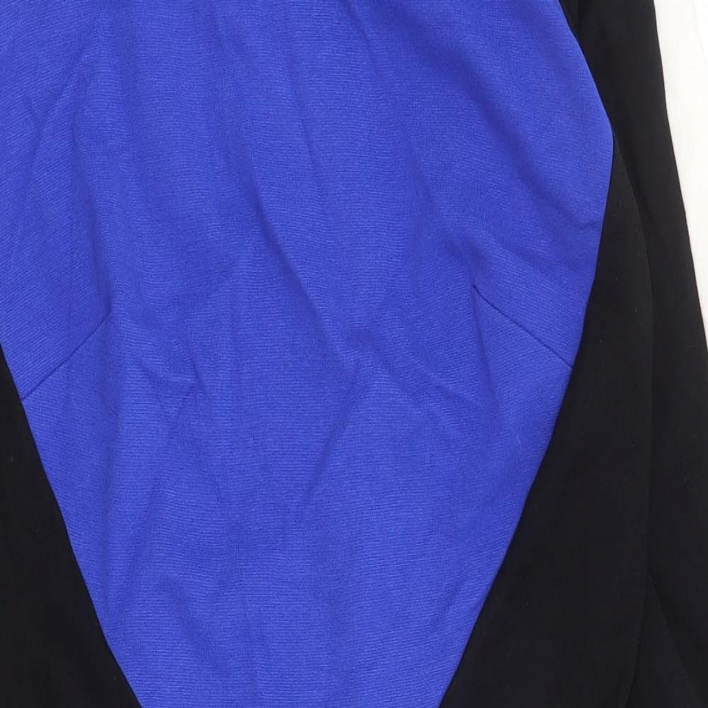 River Island Womens Blue Viscose A-Line Size 14 Round Neck Zip - Colourblock