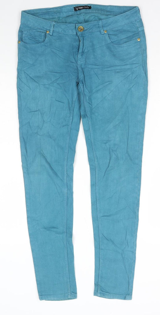 Allen Solly Womens Blue Cotton Skinny Jeans Size 28 in L30 in Regular Button