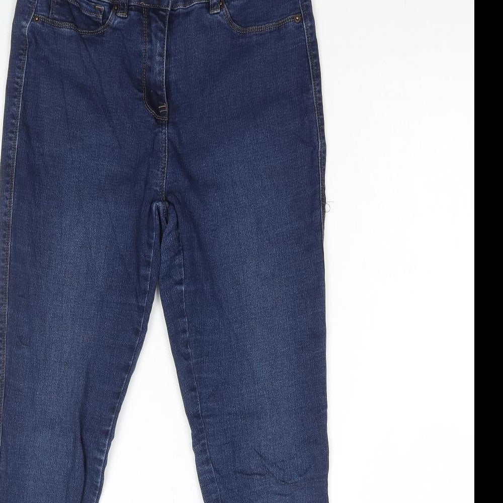 Marks and Spencer Womens Blue Cotton Skinny Jeans Size 10 L28 in Regular Button