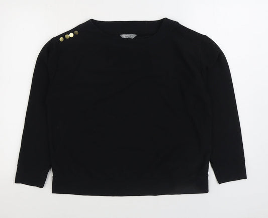 Nutmeg Womens Black Polyester Pullover Sweatshirt Size 12 Pullover