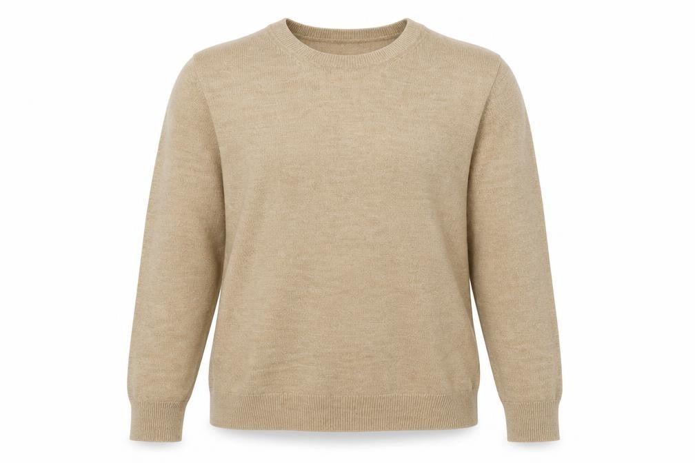 Marks & Spencer Womens Beige Round Neck Acrylic Pullover Jumper Size 14