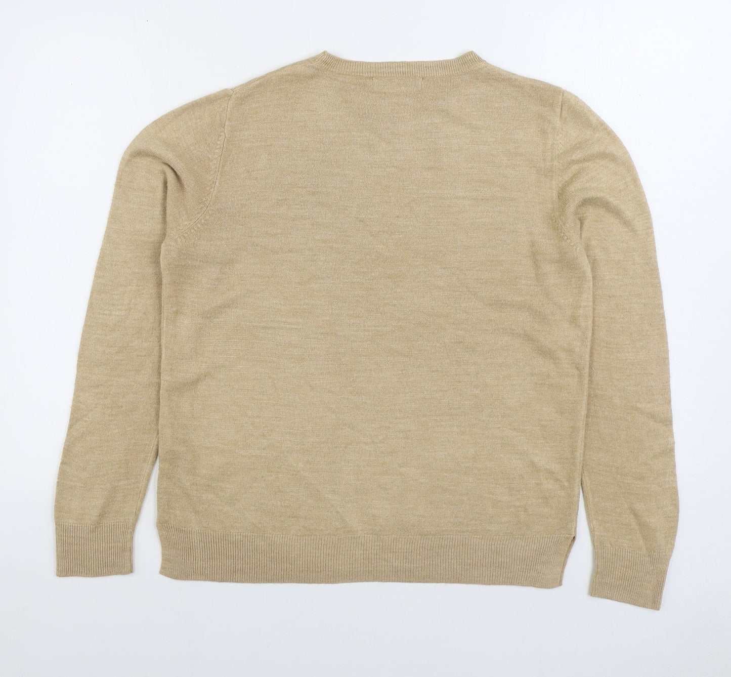 Marks and Spencer Womens Beige Round Neck Acrylic Pullover Jumper Size 14