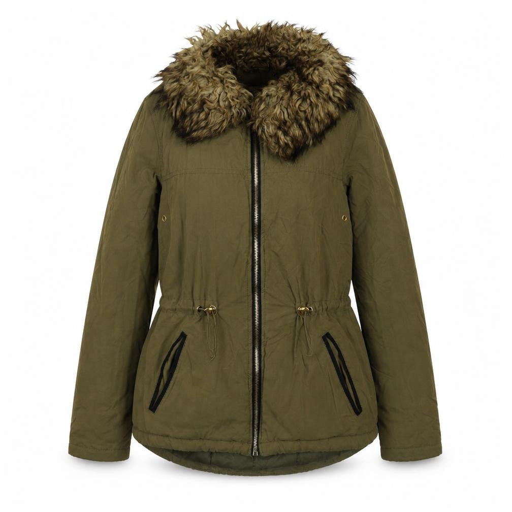 Papaya Womens Green Parka Coat Size 8 Zip