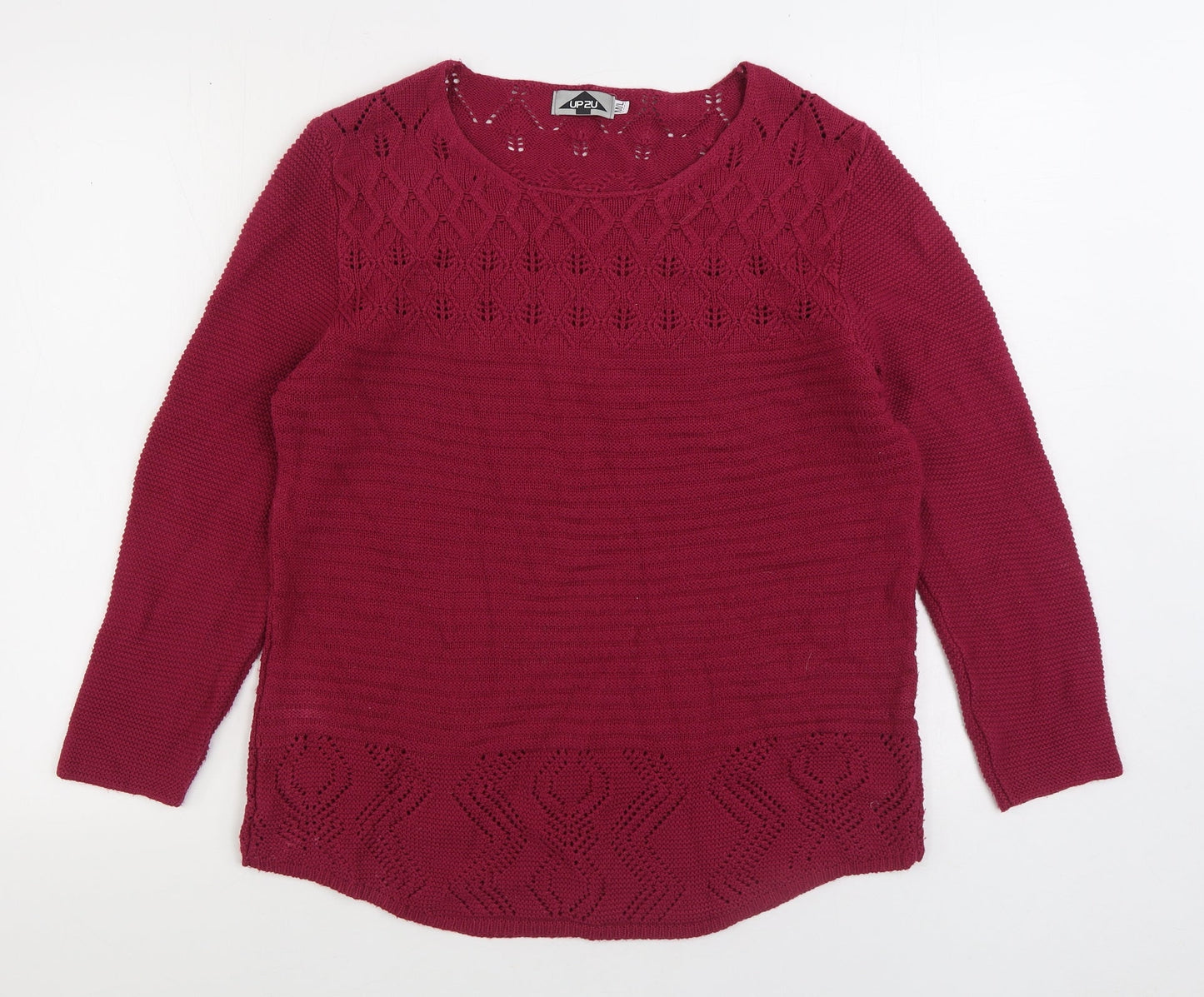 UP2U Womens Pink Round Neck Acrylic Pullover Jumper Size M