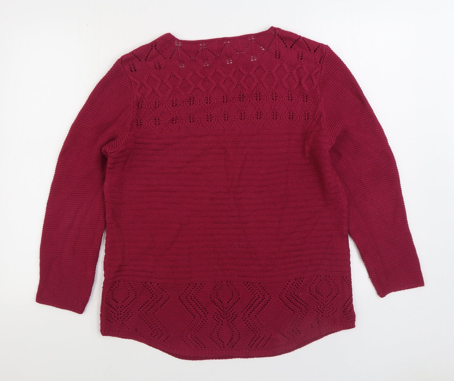 UP2U Womens Pink Round Neck Acrylic Pullover Jumper Size M