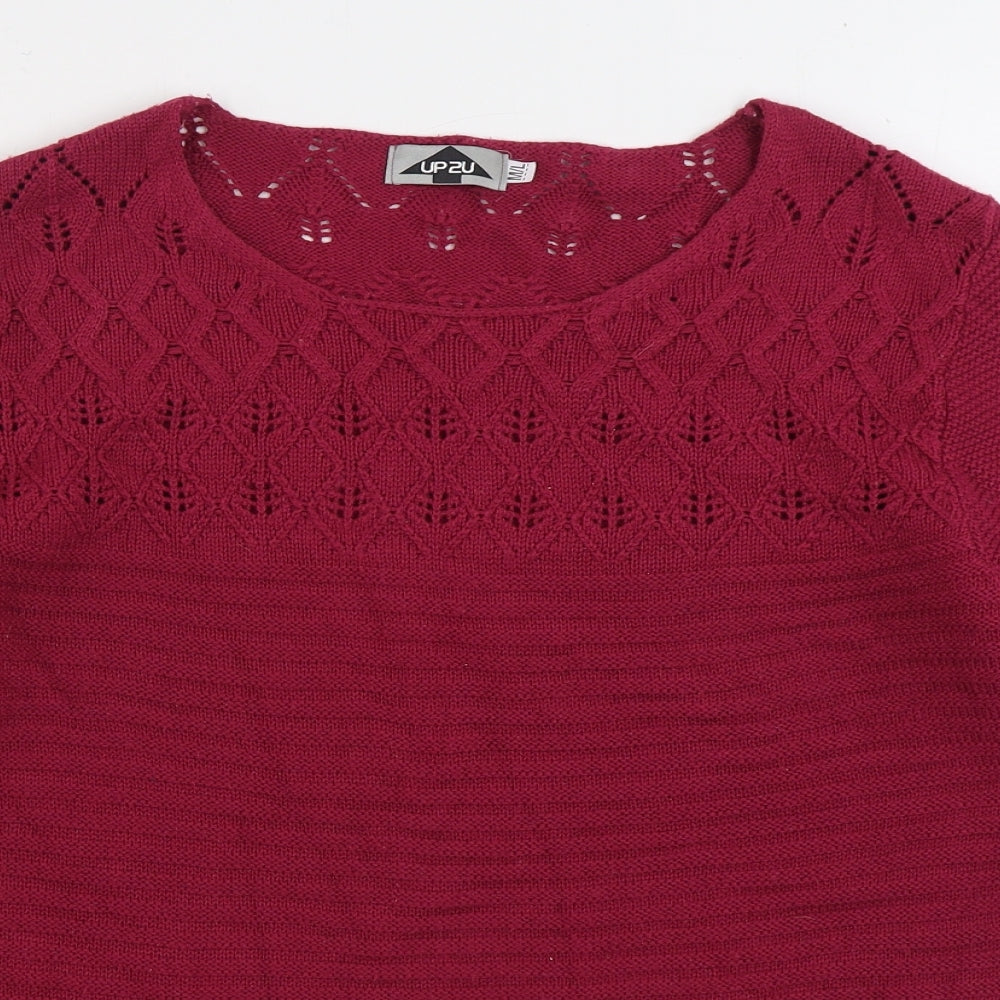 UP2U Womens Pink Round Neck Acrylic Pullover Jumper Size M