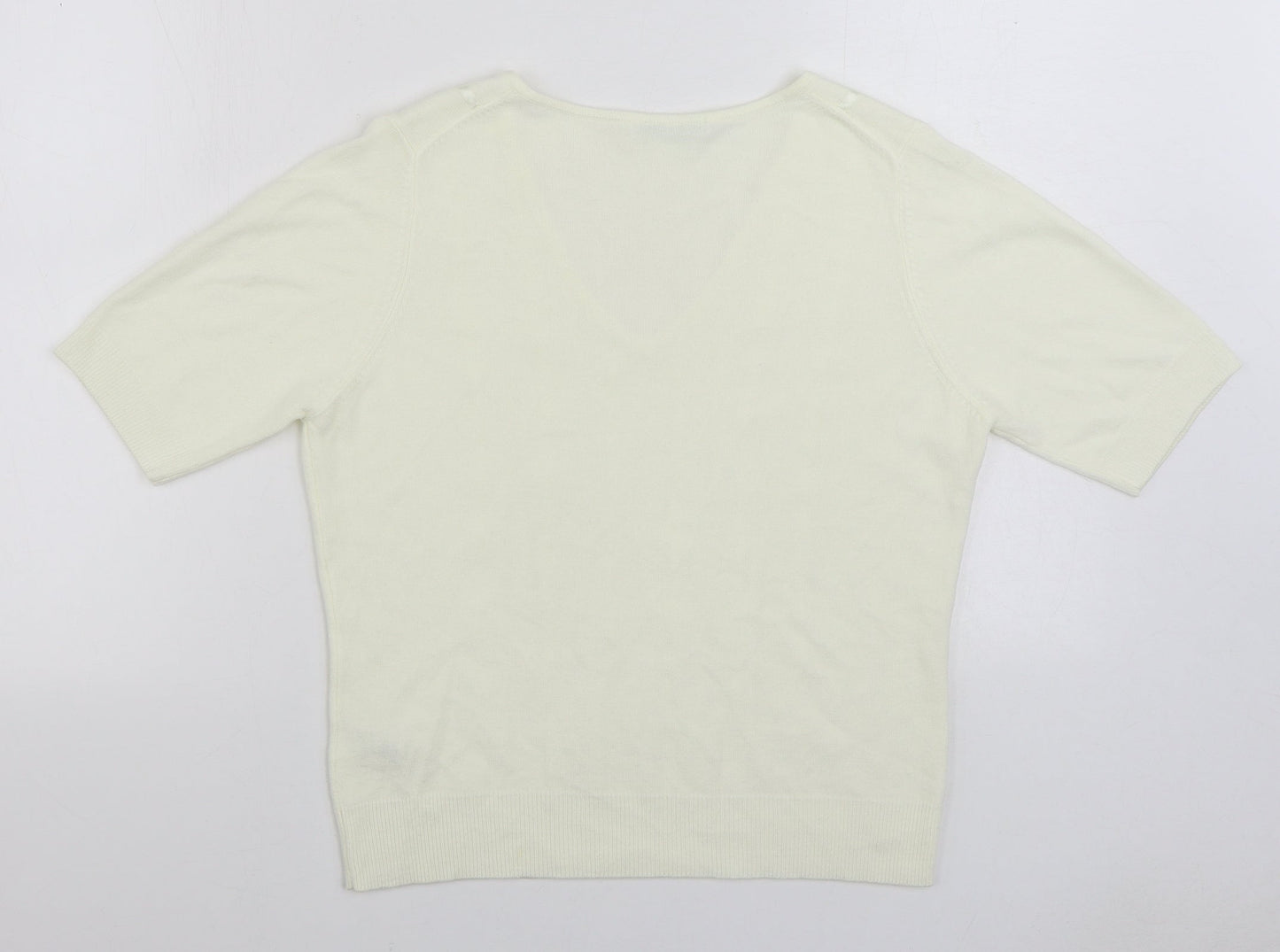 Marks and Spencer Womens Ivory V-Neck Acrylic Pullover Jumper Size 16