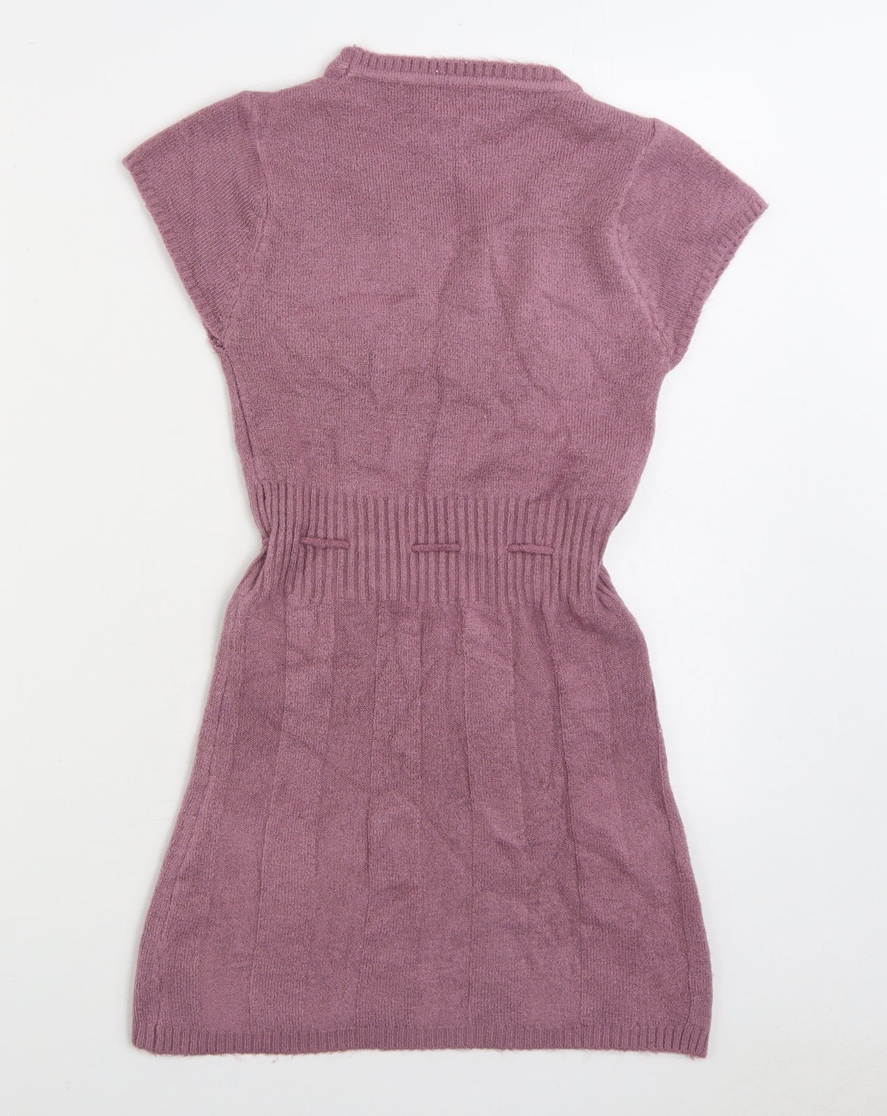 Busida Womens Purple V-Neck Polyester Pullover Jumper Size S