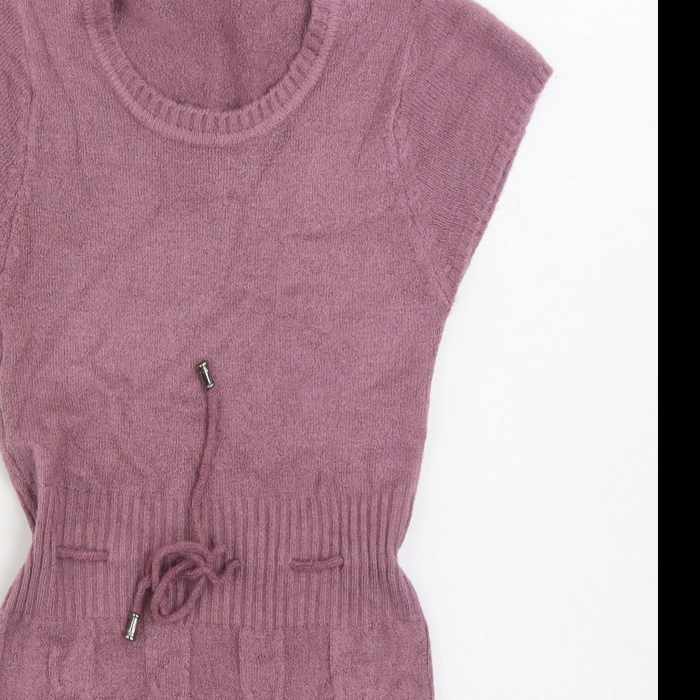 Busida Womens Purple V-Neck Polyester Pullover Jumper Size S