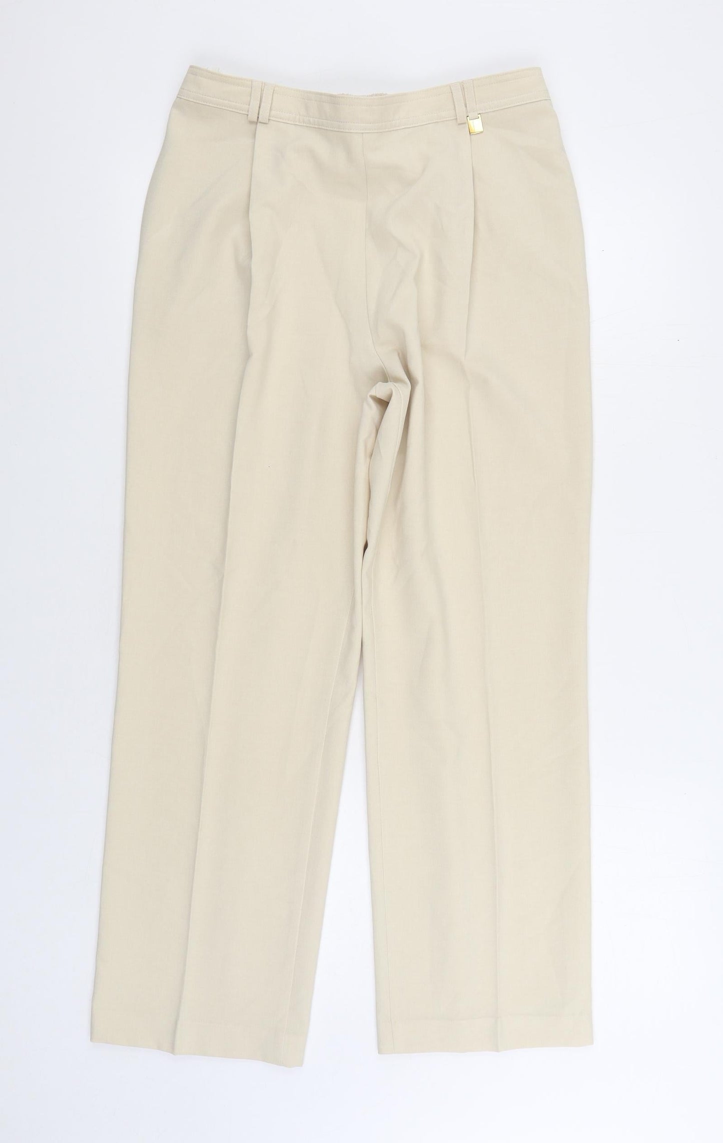 Marks and Spencer Womens Beige Polyester Trousers Size 14 L26 in Regular
