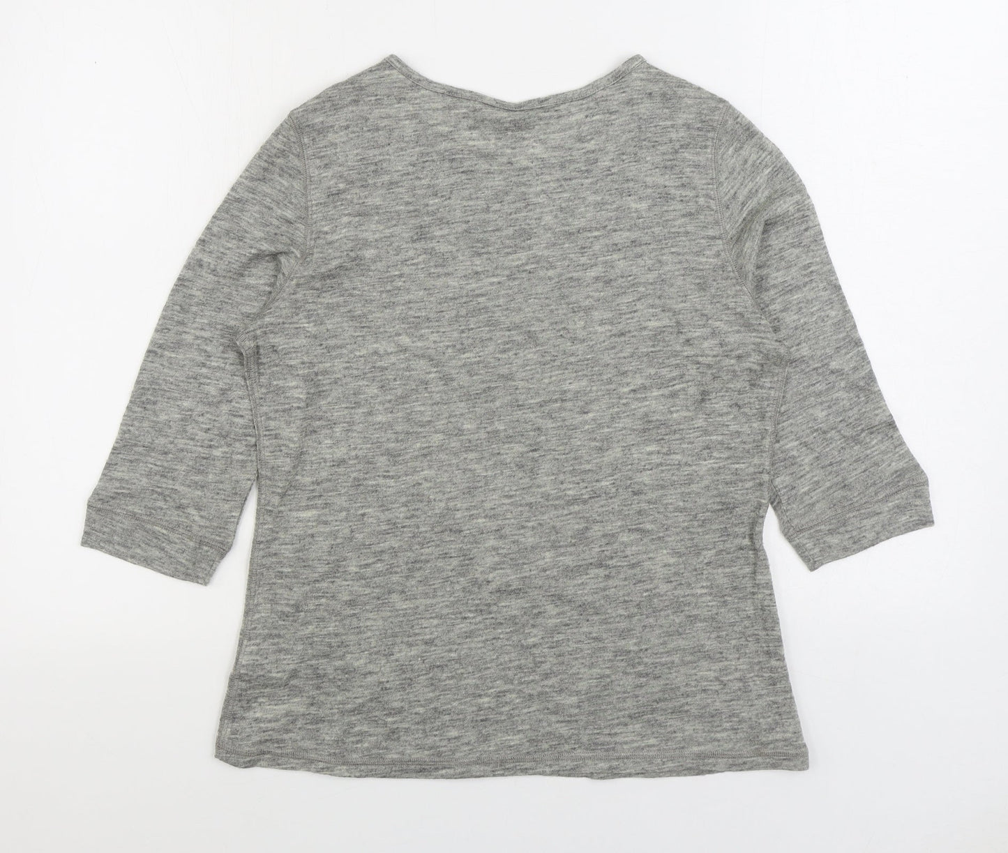 Marks and Spencer Womens Grey Acrylic Basic T-Shirt Size 10 Boat Neck