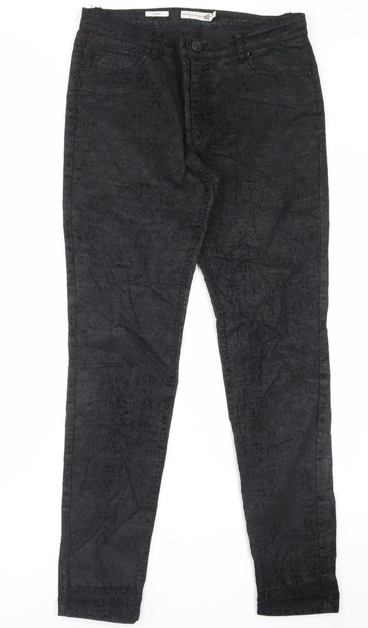 Vacknox Womens Black Paisley Cotton Straight Jeans Size 30 in L30 in Slim Button