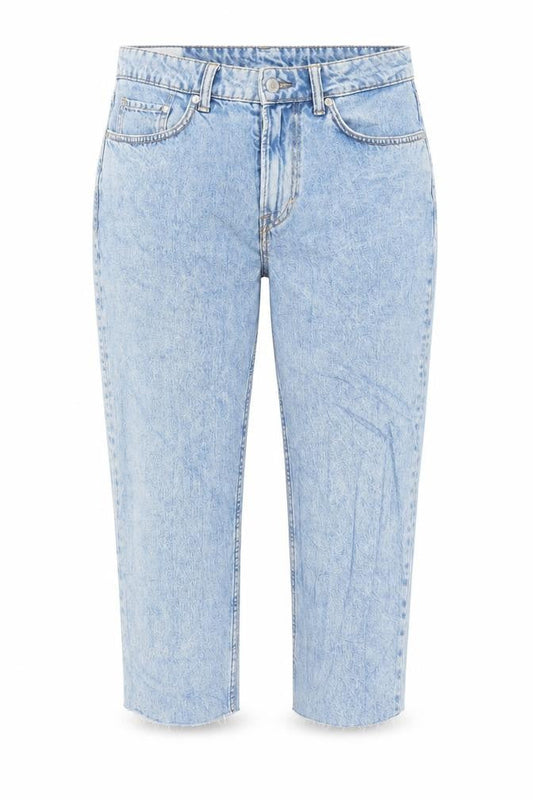 H&M Womens Blue Cotton Cropped Jeans Size 30 L21 in Regular Button