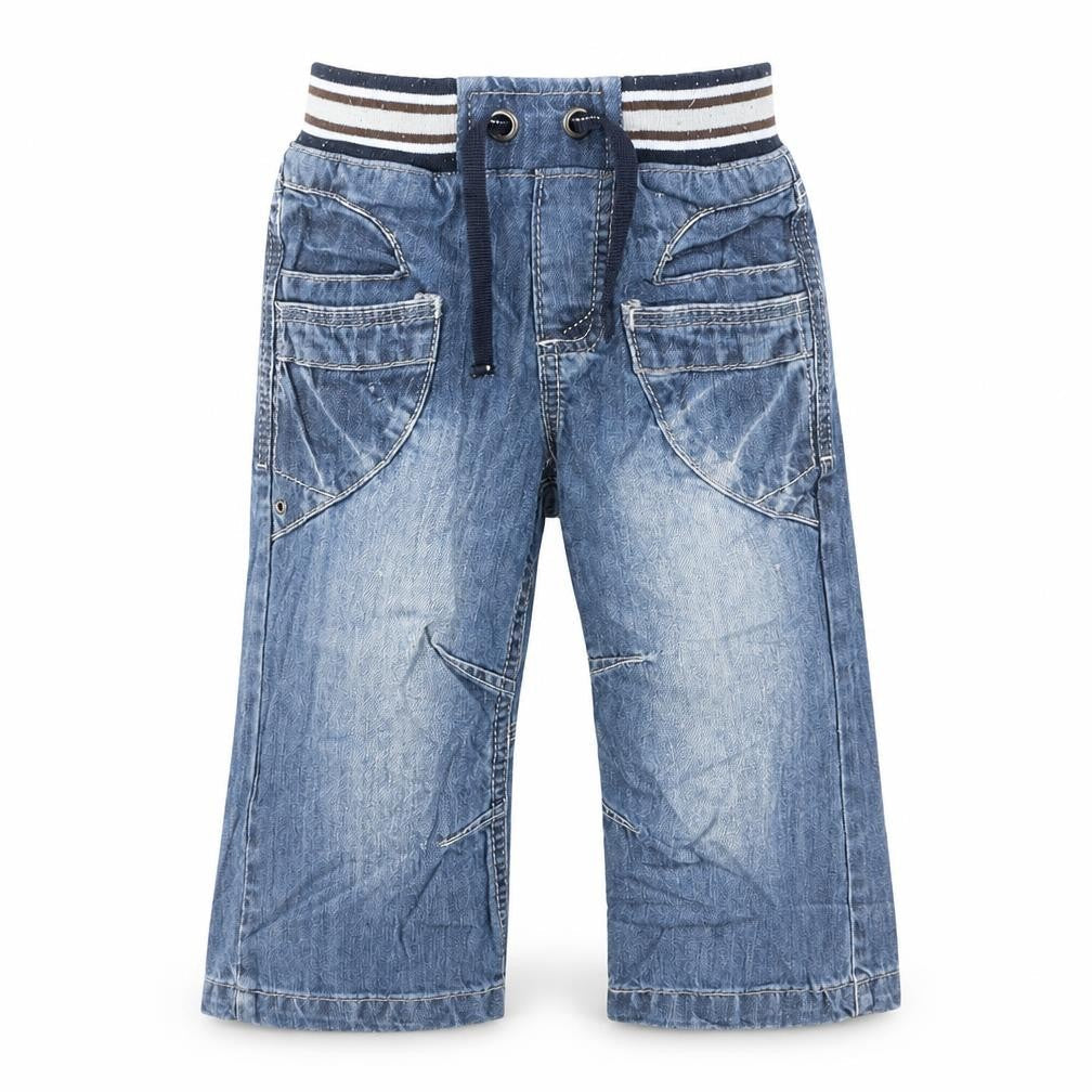 TU Boys Blue Cotton Capri Jeans Size 12-18 Months Drawstring