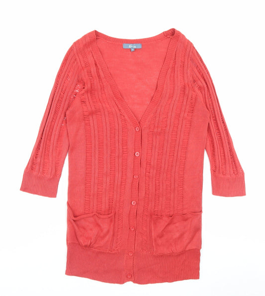 5 Pre View Womens Pink V-Neck Acrylic Cardigan Jumper Size 12