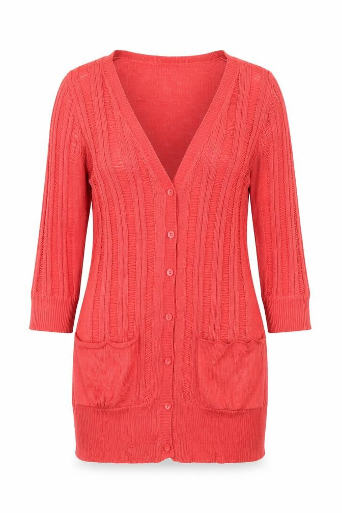 5 Pre View Womens Pink V-Neck Acrylic Cardigan Jumper Size 12
