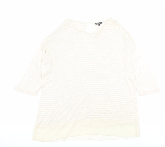 Casamia Womens Beige Crew Neck Striped Viscose Pullover Jumper Size L
