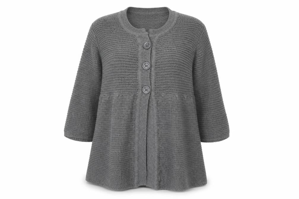 Linique Womens Grey Round Neck Cotton Cardigan Jumper Size L