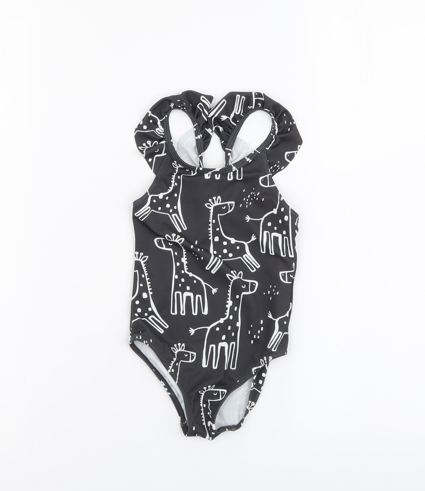 F&F Girls Grey Geometric Polyester Bodysuit One-Piece Size 2-3 Years Pullover - Giraffe Print Swimwear