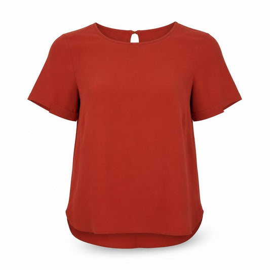 Atmosphere Womens Red Polyester Basic Blouse Size 10 Round Neck