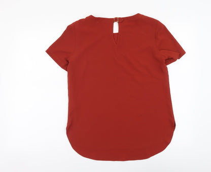 Atmosphere Womens Red Polyester Basic Blouse Size 10 Round Neck