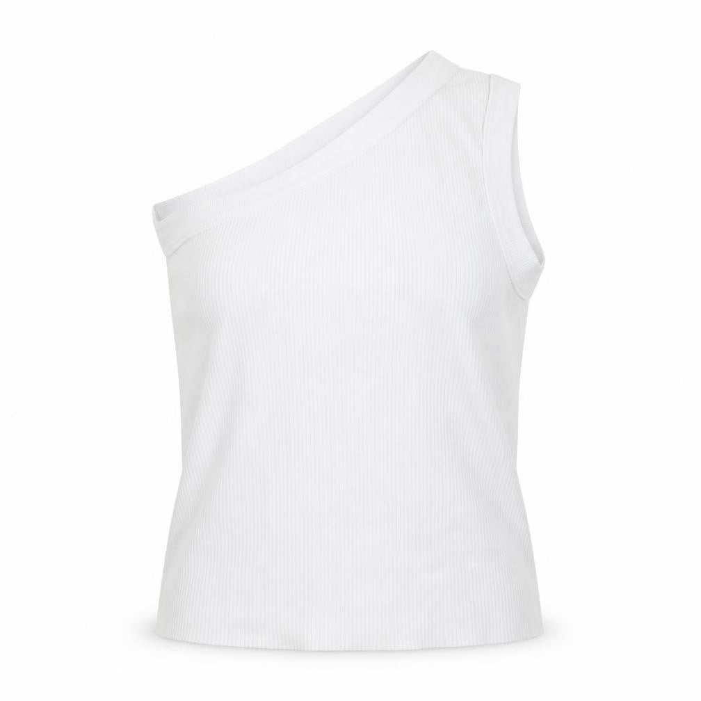 Pull&Bear Womens White Polyester Basic Blouse Size S One Shoulder