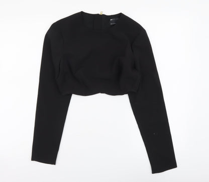 ASOS Womens Black Polyester Cropped Blouse Size 8 Round Neck