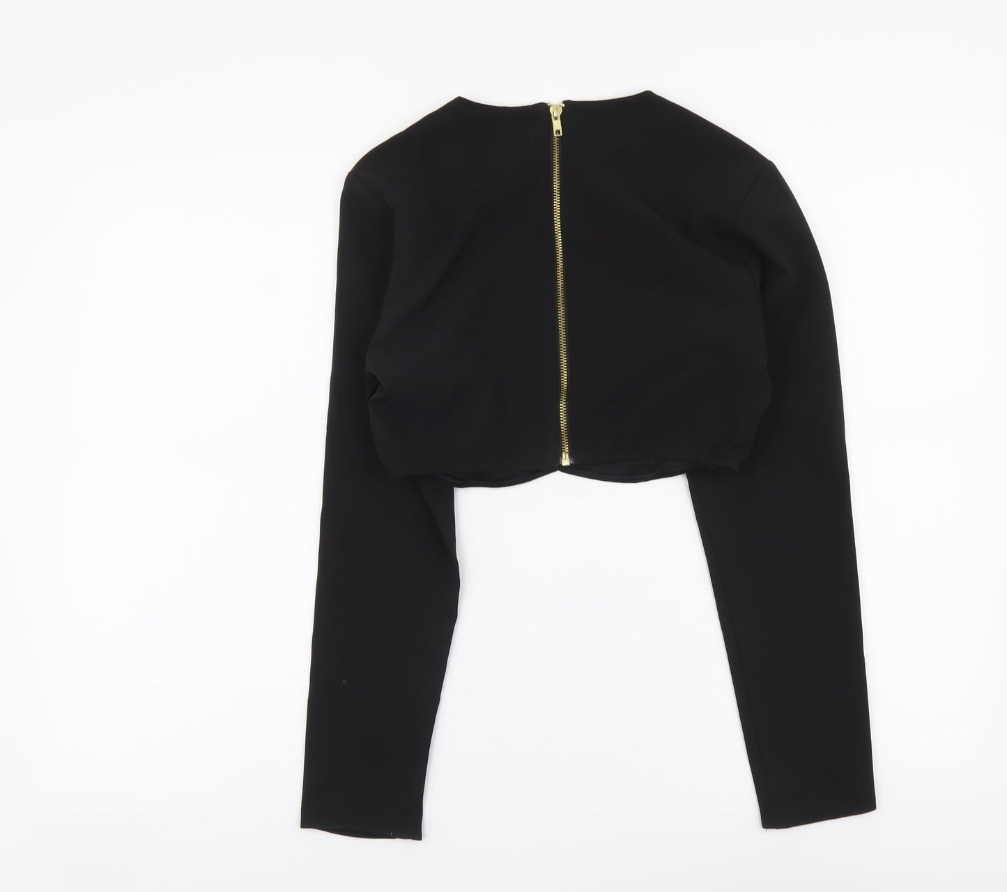 ASOS Womens Black Polyester Cropped Blouse Size 8 Round Neck