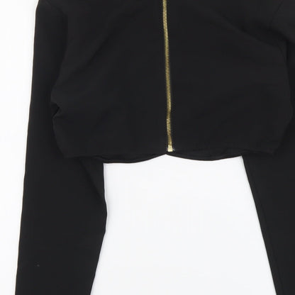 ASOS Womens Black Polyester Cropped Blouse Size 8 Round Neck