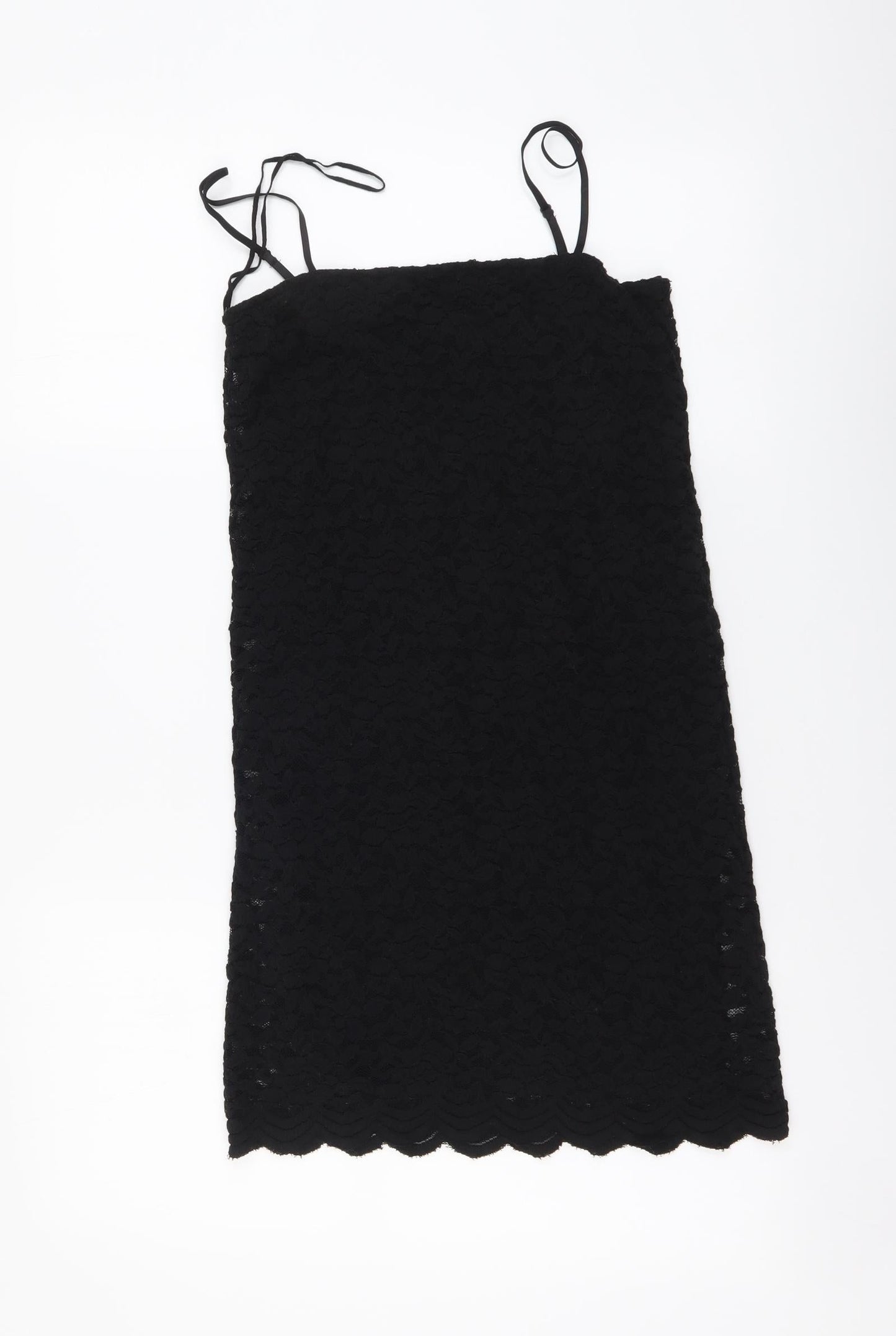 Zara Womens Black Polyester Mini Size M Square Neck Pullover