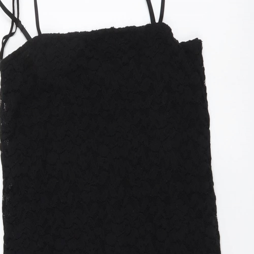 Zara Womens Black Polyester Mini Size M Square Neck Pullover
