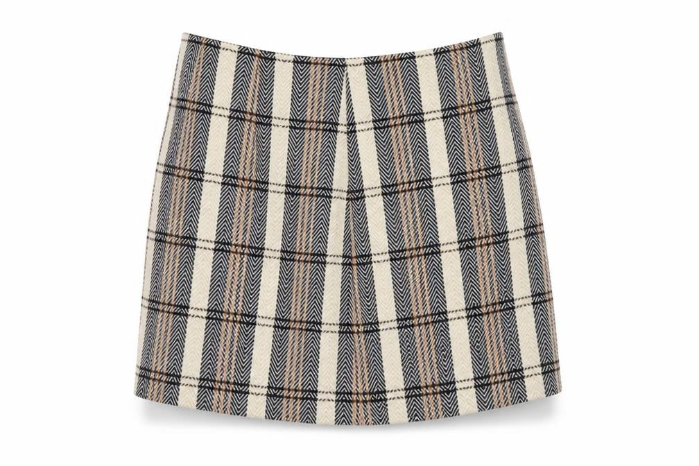 Primark Womens Beige Plaid Polyester Mini Skirt Size 6 Zip