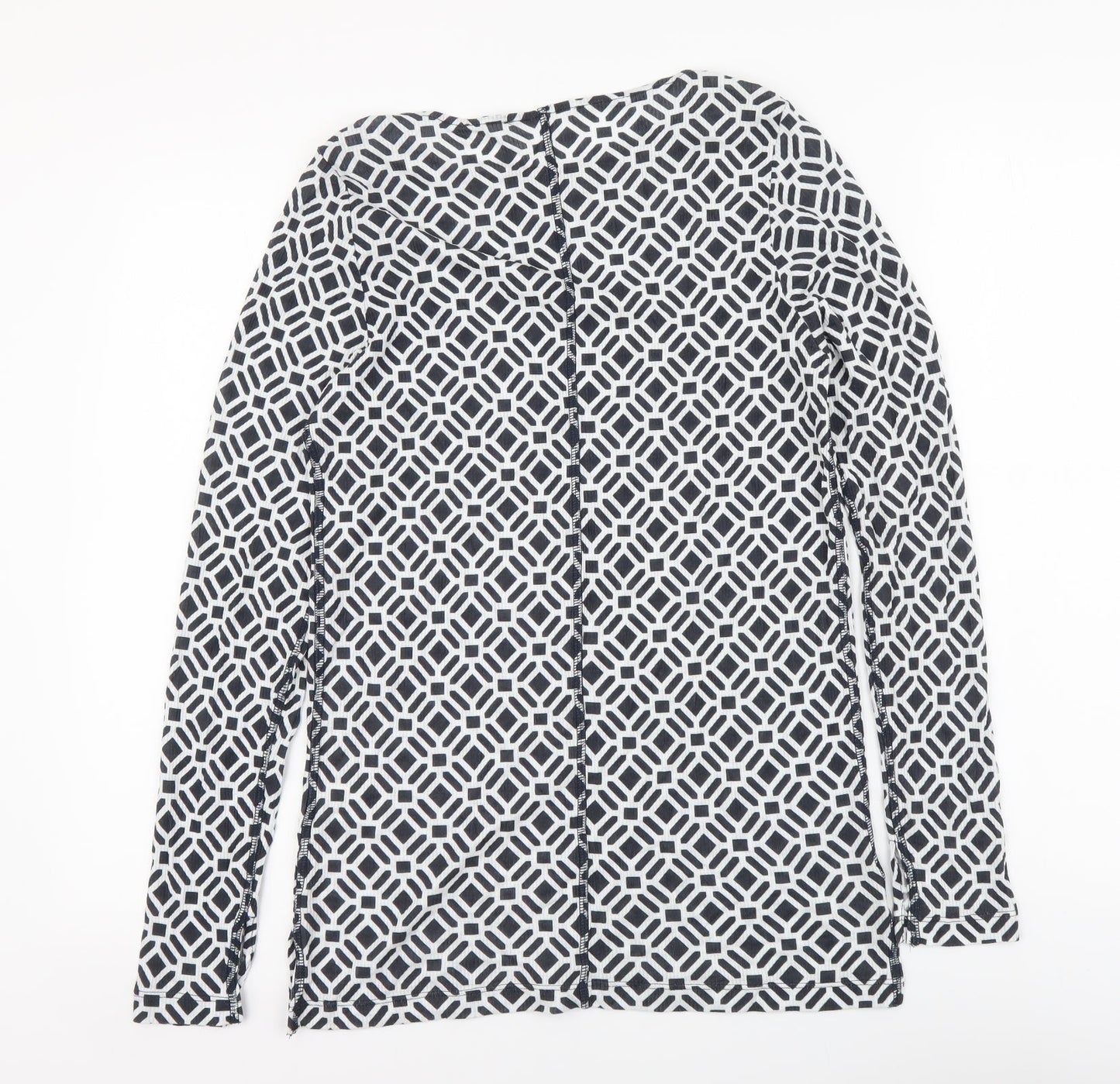 Marks and Spencer Womens Blue Geometric Lyocell Basic Blouse Size 12 Boat Neck