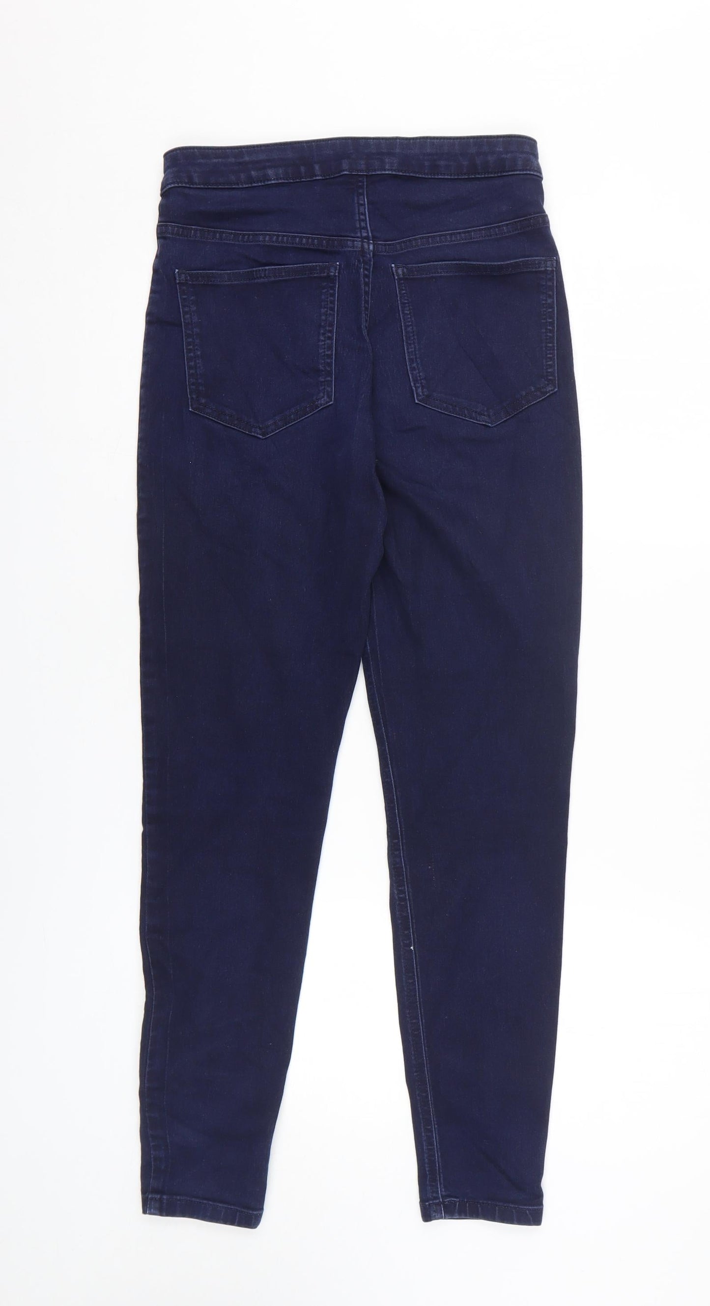 Marks and Spencer Womens Blue 100% Cotton Skinny Jeans Size 10 L27 in Extra-Slim Zip