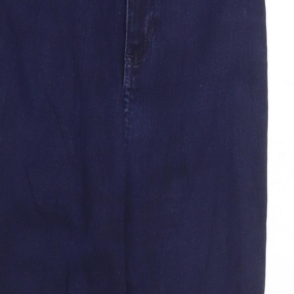 Marks and Spencer Womens Blue 100% Cotton Skinny Jeans Size 10 L27 in Extra-Slim Zip