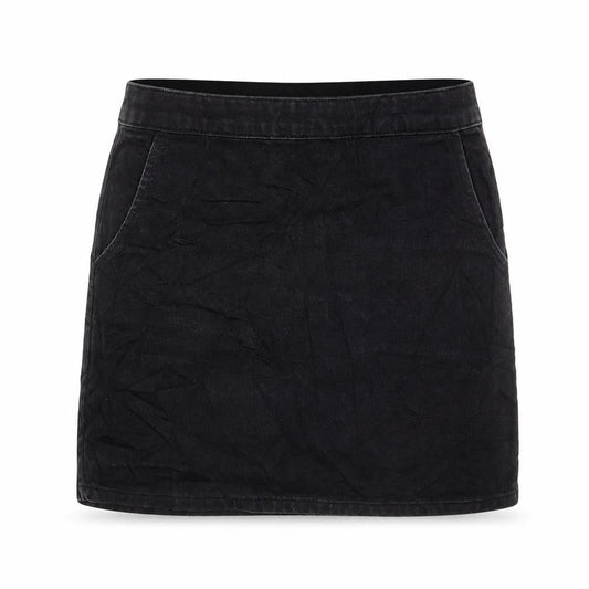 Topshop Womens Black Cotton Mini Skirt Size 25 in Zip