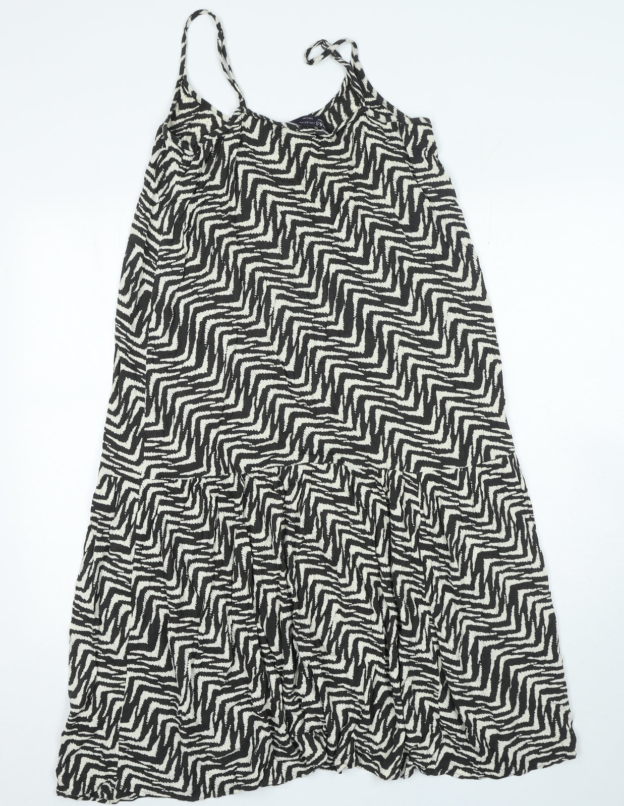 Marks and Spencer Womens Beige Geometric Viscose A-Line Size 12 V-Neck Pullover