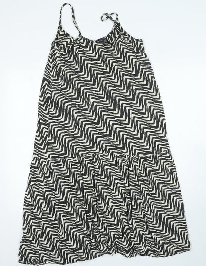 Marks & Spencer Womens Beige Geometric Viscose A-Line Size 12 V-Neck Pullover