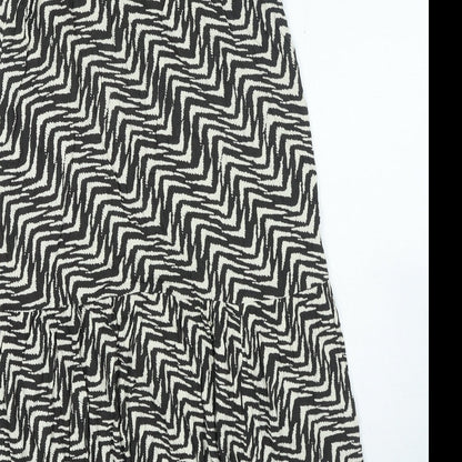 Marks & Spencer Womens Beige Geometric Viscose A-Line Size 12 V-Neck Pullover