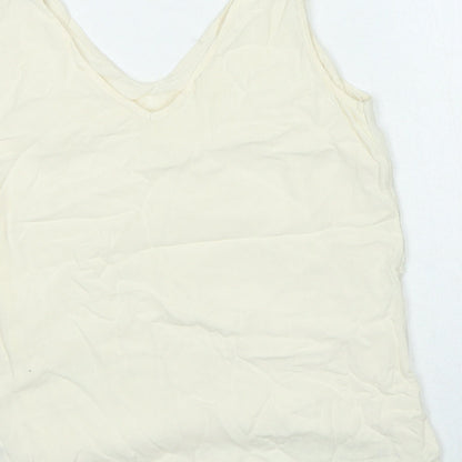 Oasis Womens Ivory Polyester Basic Blouse Size 10 V-Neck