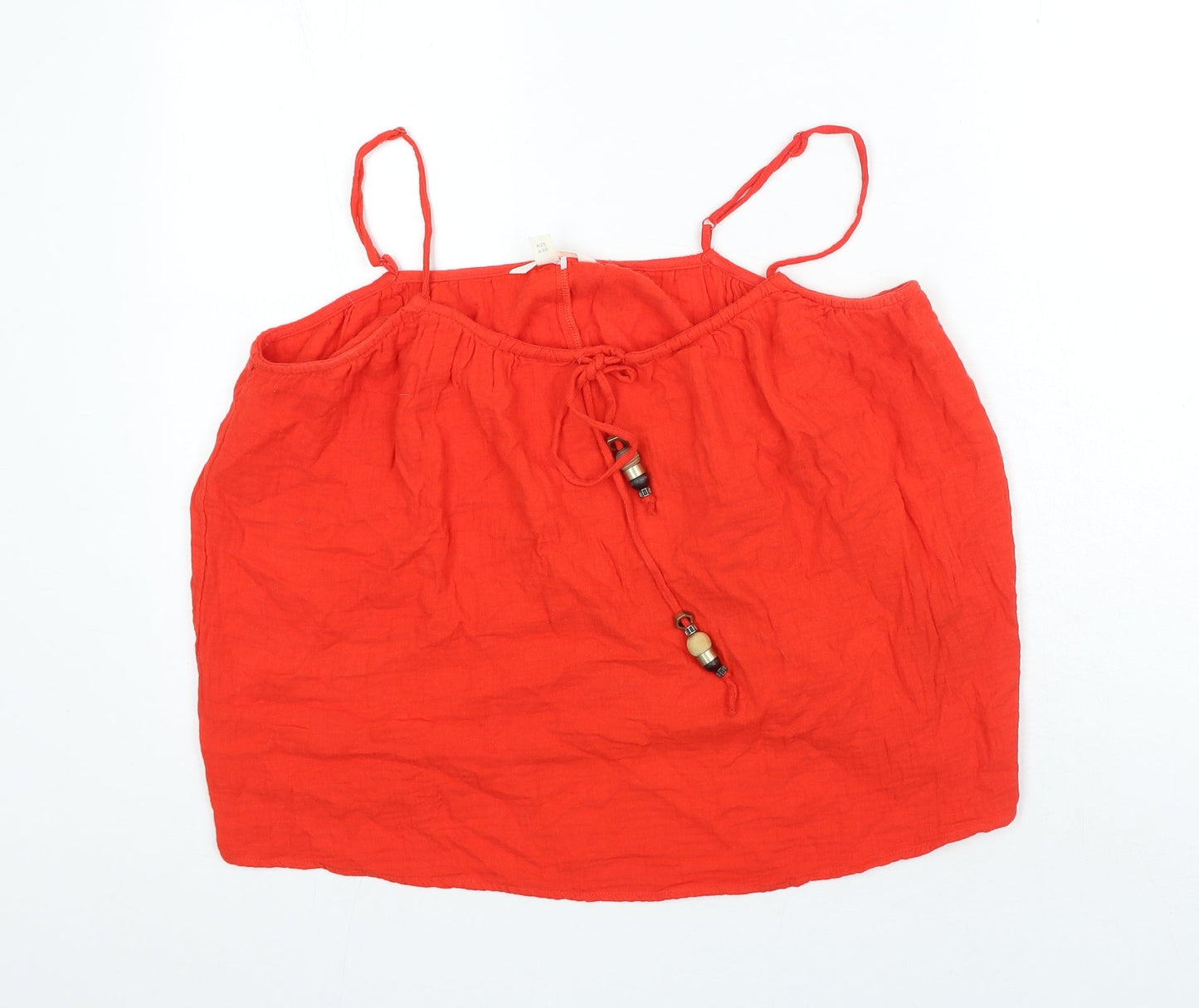 H&M Womens Red 100% Cotton Camisole Tank Size M Scoop Neck