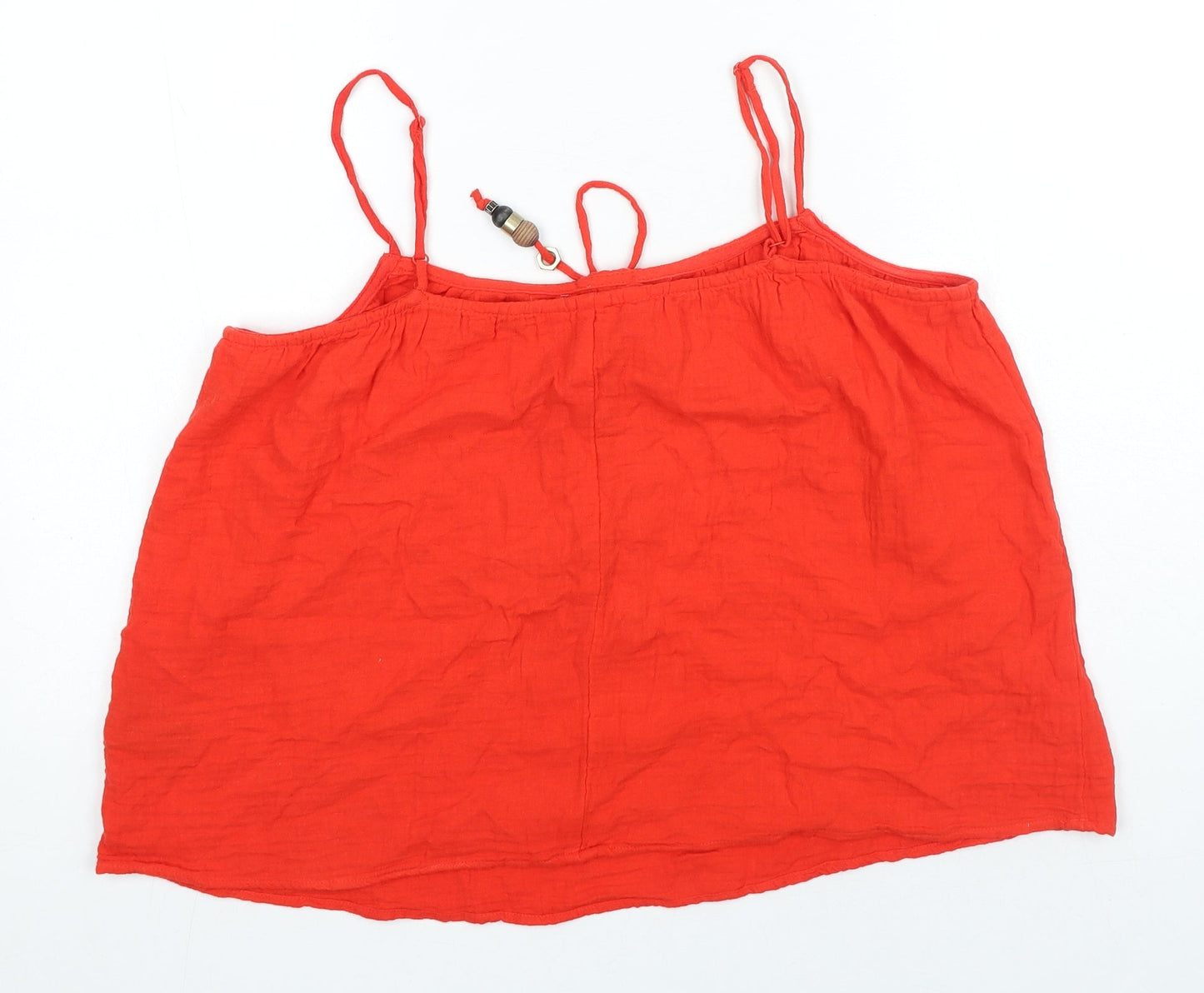 H&M Womens Red 100% Cotton Camisole Tank Size M Scoop Neck