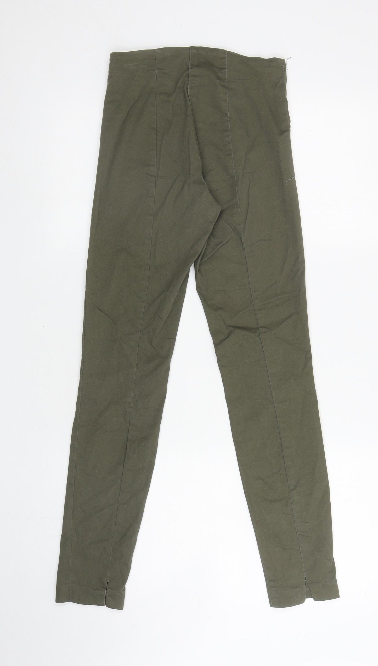 H&M Womens Green Cotton Jegging Trousers Size 6 L27.5 in Regular