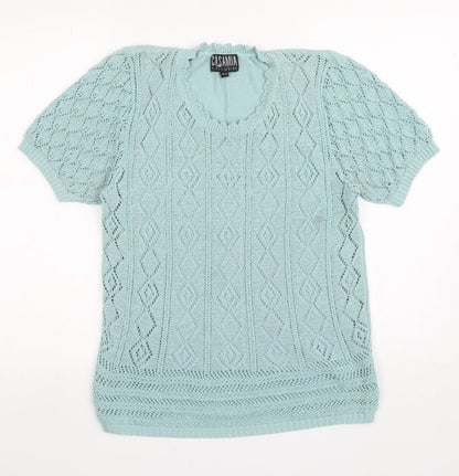 Casamia Womens Blue Round Neck Polyester Pullover Jumper Size S