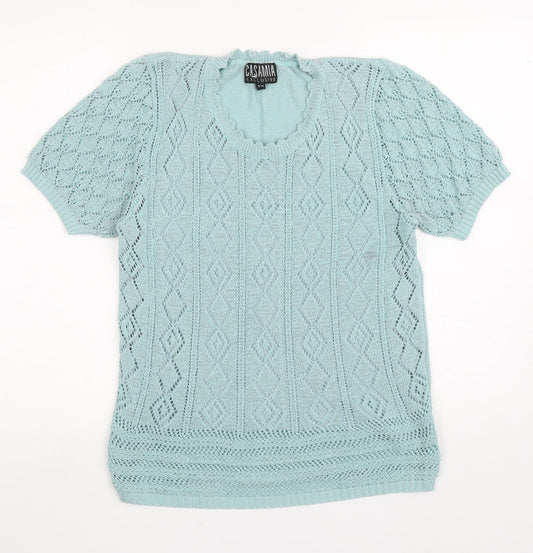 Casamia Womens Blue Round Neck Polyester Pullover Jumper Size S