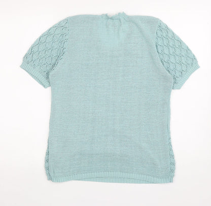 Casamia Womens Blue Round Neck Polyester Pullover Jumper Size S