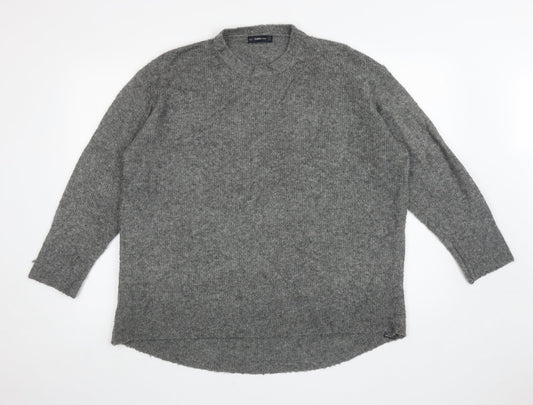 Zara Womens Grey Round Neck Acrylic Pullover Jumper Size S