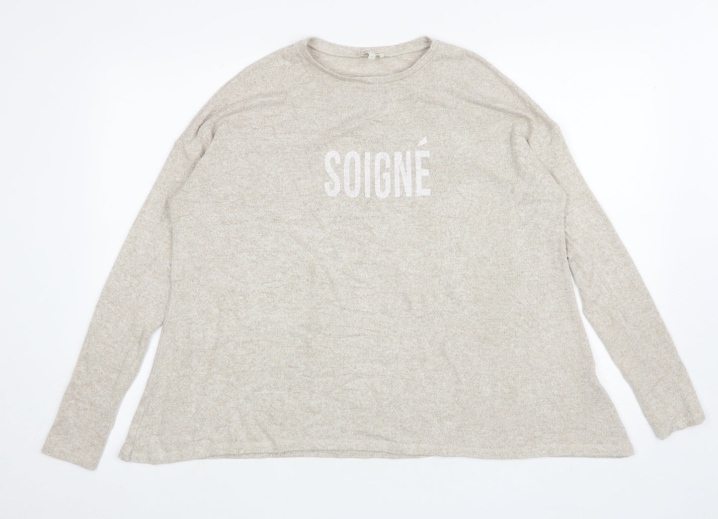 River Island Womens Beige Round Neck Polyester Pullover Jumper Size 12 - Soigne